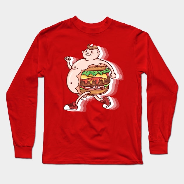 Burger Man Long Sleeve T-Shirt by BiillustrationID